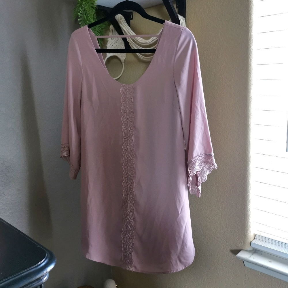 Astr Muave Lace Detail Flowy Dress Sleeve